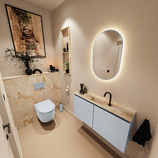 MONDIAZ TURE-DLUX Meuble toilette - 100cm - Clay - EDEN - vasque Frappe - position centrale - 1 trou de robinet