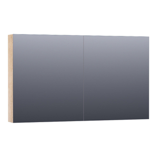 Saniclass Plain Spiegelkast - 120x70x15cm - 2 links/rechtsdraaiende spiegeldeuren - MFC - legno calore