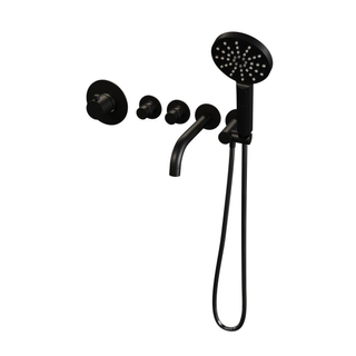 Brauer Black Edition Robinet baignoire thermostatique encastrable avec bec et douchette 3 jets noir mat