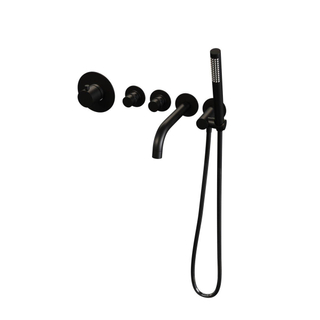 Brauer Black Edition Robinet de baignoire thermostatique encastrable avec bec et douchette stick noir mat