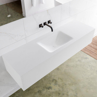 Mondiaz Lagom Meuble avec 1 tiroir 150x30x45cm vasque Cloud central sans trous de robinet Solid Surface Talc