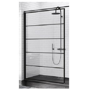 Novellini Kuadra Douche à l'italienne 157/160x200cm motif stripes Noir mat