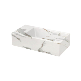 Riho Livit Tiny Fontein - 1 kraangat links - 41x20.5x10.5cm - keramiek - marmer wit