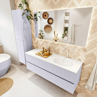 Mondiaz VICA Badkamermeubelset - 140cm - cale - 2 lades - Wastafel MOON - dubbel 2 kraangaten - kleur talc - XL versie 60cm hoog