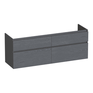BRAUER Delight wastafelonderkast - 140x46x60cm - 4 softclose lades - greeploos - 2 sifon uitsparingen - Timber Grey