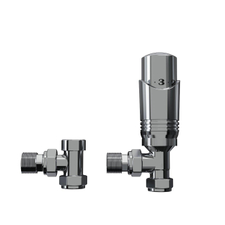 Rosani Classic universele radiator aansluitset haaks - chroom TWEEDEKANS