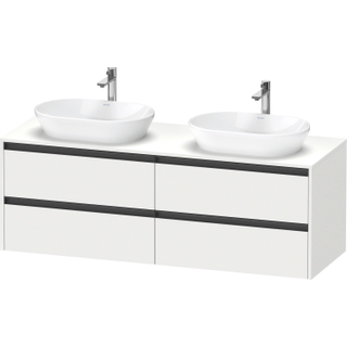 Duravit ketho meuble sous 2 lavabos avec plaque console et 4 tiroirs pour double lavabo 160x55x56.8cm avec poignées blanc anthracite mat