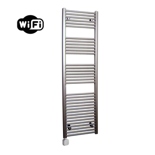 Sanicare HPW Elektrische Radiator - 172x60cm - 1127W - wifi - thermostaat - zilver - linksonder - inox look (zilver)