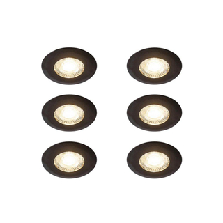 QAZQA Ulo Spot encastrable - lot de 6 - 8.2x8.2cm - LED inclus - à 3 intensités réglables - IP65 - Rond - Noir