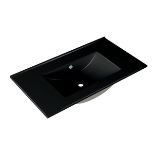 Adema Vygo Meuble lavabo - 81x2x46cm - trop-plein - 1 vasque - 1 trou de robinet - céramique - noir mat