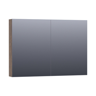 Saniclass Dual Spiegelkast - 100x70x15cm - 2 links- rechtsdraaiende spiegeldeur - MFC - burned bark