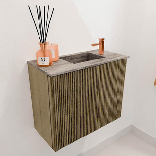 Mondiaz JOYA-DLUX 50cm toiletmeubel - kleur Dusk - Wastafel FAYE positie Rechts 1 kraangat kleur Oza.