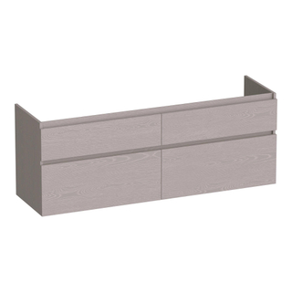 BRAUER Delight meuble sous lavabo - 140x46x60cm - 4 tiroirs à fermeture douce - sans poignée - 2 découpes pour siphon - Timber Greige