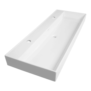 Brauer Lunar meubelwastafel - 121x46.5x13 - met overloop - 1 wasbak - 2 kraangaten - keramiek - glans wit