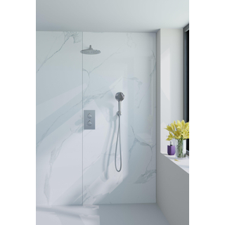 Fortifura Calvi Ensemble de douche pluie encastrable - thermostatique - bras mural - pommeau 25cm - douchette ronde - Chrome