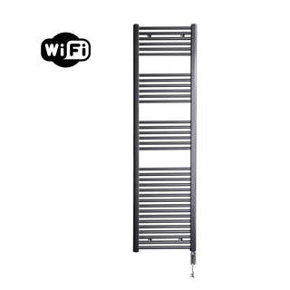 Sanicare HVW Radiateur électrique - 172x45cm - 920W - wifi - thermostat - chrome - en bas à droite - gunmetal (anthracite)