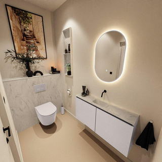 MONDIAZ TURE-DLUX Meuble toilette - 100cm - Cale - EDEN - vasque Opalo - position centrale - sans trou de robinet