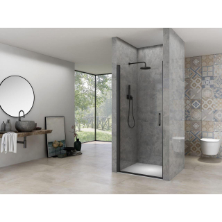 Van Rijn Products ST02 Porte de niche - 64x200cm - verre clair - épaisseur 6mm - incl. traitement verre, - noir mat