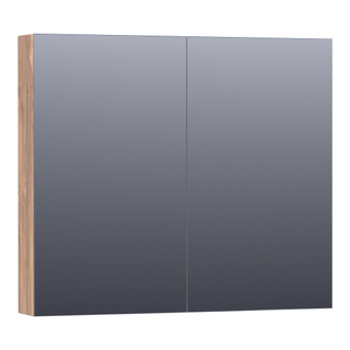 Saniclass Plain Spiegelkast - 80x70x15cm - 2 links/rechtsdraaiende spiegeldeuren - MFC - Almond
