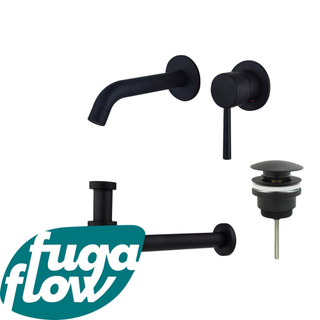 FugaFlow Eccelente Sobrado Badkamer Slim Wastafelkraanset - inbouw wastafelkraan - klikwaste plug - verlaagde design sifon - Mat zwart - Black Friday -