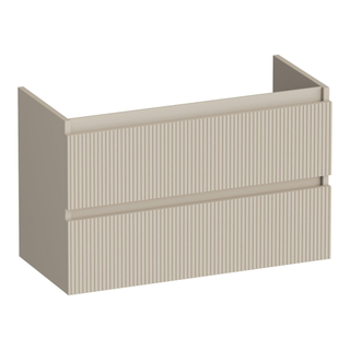 BRAUER Joy Wavy wastafelonderkast ondiep 80 2 softclose lades - greeploos - 1 sifon uitsparing - mat beige