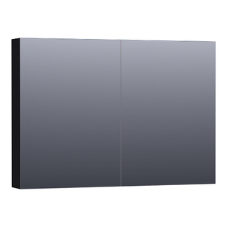 Saniclass Plain Spiegelkast - 100x70x15cm - 2 links/rechtsdraaiende spiegeldeuren - MDF - mat zwart