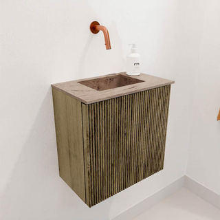 Mondiaz JOYA-DLUX 40cm toiletmeubel - kleur Dusk - Wastafel FAYE positie Midden Zonder kraangat kleur Arena.