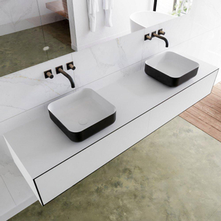 Mondiaz Lagom Meuble salle de bains 190x30.9x45cm Solid Surface Urban 2 tiroirs avec lavabo BINX vasque à poser double sans trous de robinet