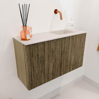 Mondiaz JOYA-DLUX 70cm meuble de toilette - couleur Dusk - Vasque FAYE position Droite Sans trou de robinet couleur Meli.