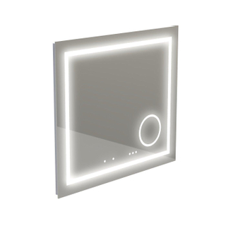 Thebalux spiegel model I 80x75 aluminium geïntegreerde lichtbaan rondom in spiegel voorzien van LED indirecte LED onderzijde Bluetooth touchschakeling spiegelverwarming verlichte vergrootspiegel en stopkontact