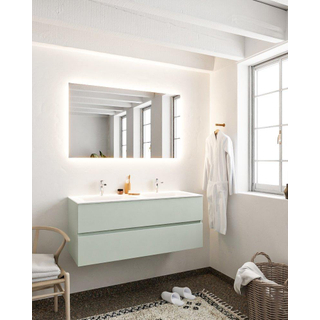 MONDIAZ VICA Ensemble de meuble salle de bain - 120cm - 2 tiroirs - lavabo Cloud double - 2 trous de robinet - solid surface gris