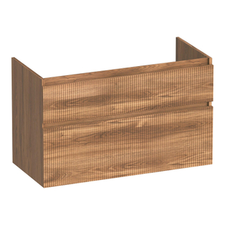 BRAUER Delight Badkamermeubelset - 100x47x63.5cm - 2 lades - greeploos - softclose - keramieke wastafel - 2 kraangaten - wit - honey