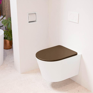 MONDIAZ LAVIE wandclosetpack - 36x53cm - diepspoel - rimless - Talc (offwhite) - softclose - quick-release - toiletzitting - Rust (rood)