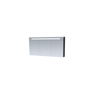 Saniclass Double Face Spiegelkast - 140x70x15cm - verlichting - geintegreerd - 3 links- rechtsdraaiende spiegeldeur - MFC - black wood