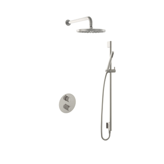 Hotbath Buddy IBS Regendoucheset - 35cm wandarm - 25cm ronde hoofddouche - staafhanddouche - glijstang - geborsteld nikkel