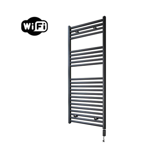 Sanicare HVW Radiateur électrique - 111.8x45cm - 596W - wifi - thermostat - noir - en bas à droite - noir mat