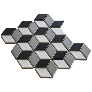 The Mosaic Factory Paris Carrelage mosaïque 48x81x6mm mural pour intérieur et extérieur 3D cubic porcelaine blanc, gris, noir