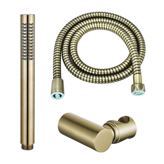 FugaFlow Eccelente Sobrado ensemble de douche à main avec support de douche debout et flexible anti-torsion en laiton brossé