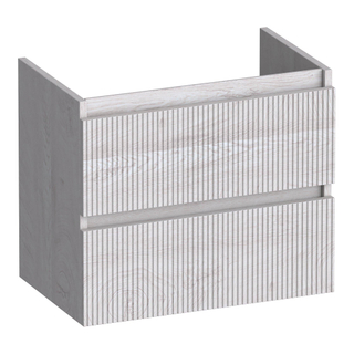 BRAUER Joy Wavy meuble sous lavabo peu profond 60 2 tiroirs softclose - sans poignée - 1 découpe pour le siphon - Forest Seashell