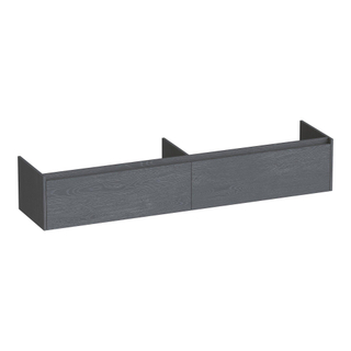 BRAUER Embrace wastafelonderkast - 198x35x45.5cm - 2 softclose lades - greeploos - 2 sifon uitsparingen - Timber Grey