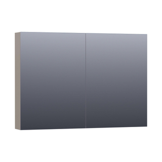 Saniclass Dual Armoire de toilette 99x70x15cm éclairage intégré rectangulaire 2 portes pivotantes MDF Taupe mat