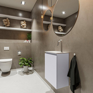 MONDIAZ TURE Kit lave-mains - 40x23x50cm - 1 trou de robinet - 1 porte - cale mat - Lavabo à gauche - Acrylique Blanc
