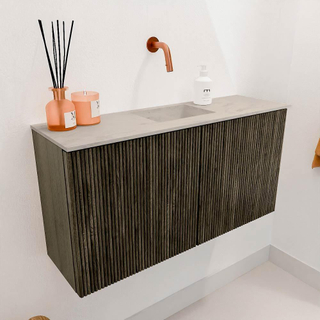 Mondiaz JOYA-DLUX 80cm meuble de salle de bains - couleur Shadow - Vasque FAYE position Milieu Sans trou de robinet couleur Opalo.