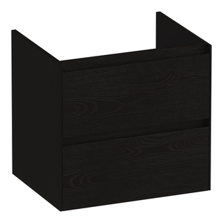 BRAUER Inspire wastafelonderkast 60 2 softclose lades - greeploos - 1 sifon uitsparing - Timber Black