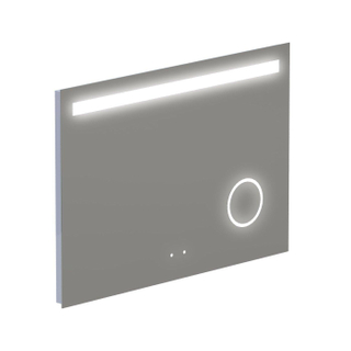 Thebalux Type F spiegel 100x70cm Rechthoek met verlichting en spiegelverwarming incl vergrotende spiegel led aluminium