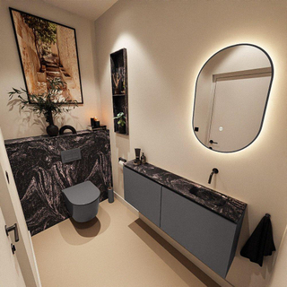 MONDIAZ TURE-DLUX Meuble toilette - 120cm - Dark Grey - EDEN - vasque Lava - position droite - sans trou de robinet