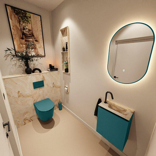 MONDIAZ TURE-DLUX Meuble toilette - 40cm - Smag - EDEN - vasque Frappe - position droite - 1 trou de robinet
