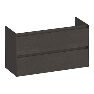 BRAUER Inspire wastafelonderkast ondiep 100 2 softclose lades - greeploos - 1 sifon uitsparing - Timber Anthracite