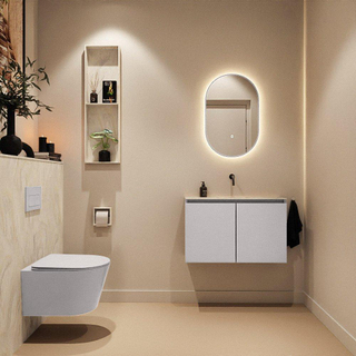 MONDIAZ TURE-DLUX Meuble toilette - 80cm - Cale - EDEN - vasque Ostra - position centrale - sans trou de robinet