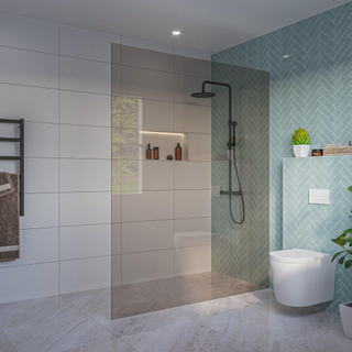 FugaFlow Eccelente Vetro Inloopdouche - rook glas - 160x200cm - 8mm - nano - blind inbouw profiel